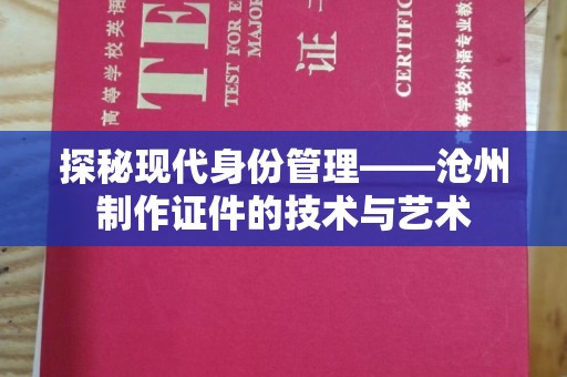 南京探秘现代身份管理——沧州制作证件的技术与艺术